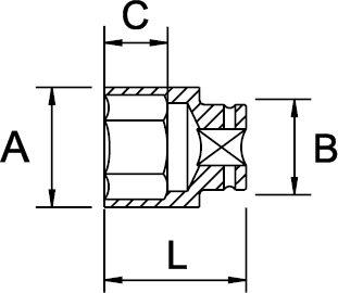 LLAVE DE VASO DE IMPACTO 1/2" STANDARD 6 CANTOS DIN 3129 22 MM