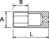 LLAVE DE VASO DE IMPACTO 1/2" SERIE LARGA 6 CANTOS DIN 3129 30 MM