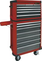SERVANTE À ROUES ET COFFRE 14 TIROIRS ROUGE 730 × 475 × 1500 MM