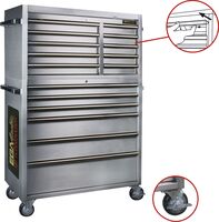 SERVANTE À ROUES 16 TIROIRS ACIER INOXYDABLE 1056 × 470 × 1686 MM